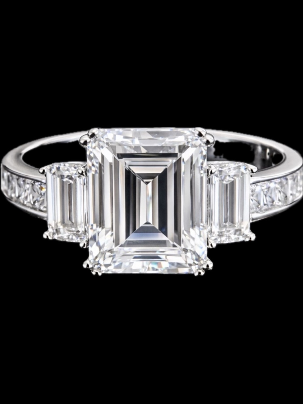 3.75 Diamonique Emerald Step Cut Cz wedding Engagement Ring sterling silver QVC